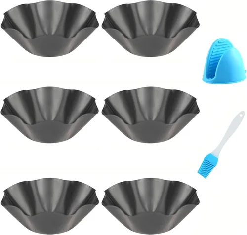 Miniatura 8 de Juego de moldes para tortillas, paquete de 6 moldes de acero al carbono antiadherentes para ensalada de tacos para tortillas, moldes para hornear