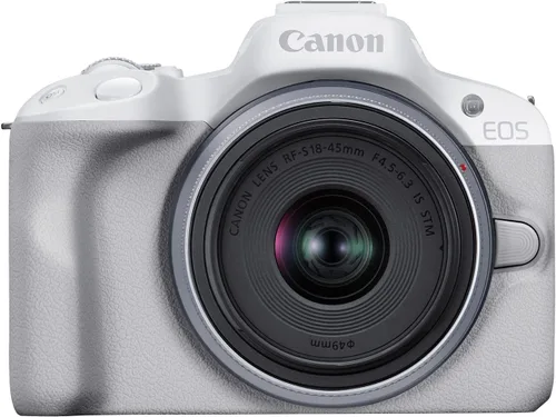 Kit de cámara sin espejo Canon EOS R50 RF-S18-45mm F4.5-6.3 IS STM, sensor CMOS de 24.2 megapíxeles (APS-C), video 4K, cámara híbrida, para fotos y