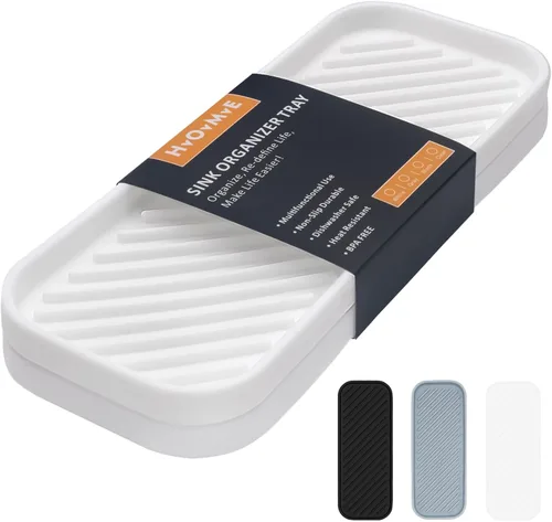 Miniatura 13 de Bandeja organizadora de silicona, soporte de jabón y esponja para fregadero de cocina, baño, bandeja de almacenamiento para cepillo de platos