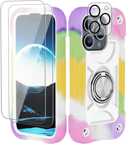 Miniatura 155 de Funda para iPhone 11 de 6.1 pulgadas con soporte de anillo, con 2 protectores de pantalla de vidrio, resistente a los golpes, resistente a