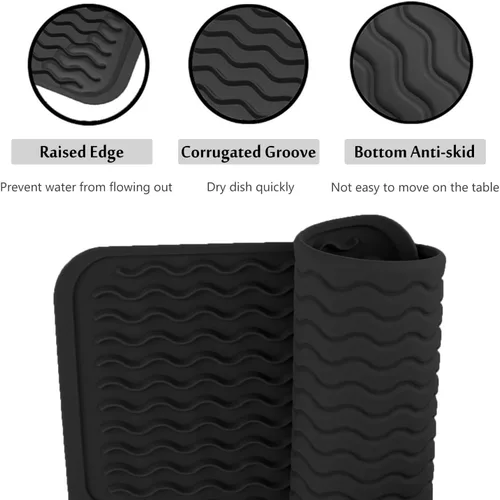 Miniatura 3 de Tapete grande para secar platos, alfombrillas de silicona de múltiples usos para múltiples usos, tapete de secado para encimera de cocina, 12 x 16