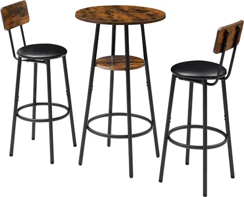 Miniatura 10 de Juego de mesa de comedor de 3 piezas para 2, mesa de bar moderna y sillas para cocina de espacio pequeño, juego de comedor rectangular de madera