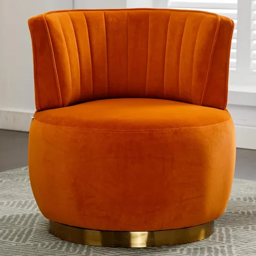 Miniatura 11 de Luxyhome - Silla giratoria de barril 360, de terciopelo, moderna silla decorativa tapizada de mediados de siglo, silla auxiliar redonda de sherpa