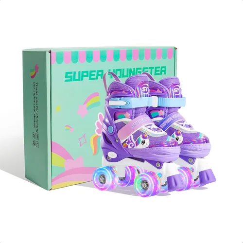 Miniatura 6 de SUPER YOUNGSTER Patines de ruedas ajustables con luces LED para niñas, diseño de unicornio para niñas de 4 a 6, 5 a 8, 8 a 12 años, patines