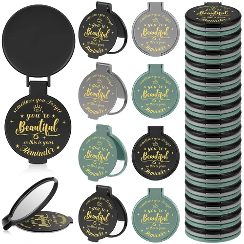 Miniatura 10 de 100 piezas de espejo compacto inspirador de 2.76 pulgadas a granel para mujeres, pequeños regalos de graduación, día de la madre, fiesta, bolso