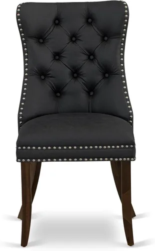 Miniatura 4 de East West Furniture DAP8F12 Dallas Parson - Juego de 2 sillas de cocina tapizadas de piel sintética con botones copetudos, color gris oscuro