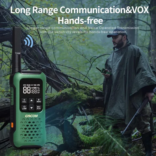 Miniatura 5 de GOCOM G9 Walkie Talkie impermeable para adultos de largo alcance, radio flotante portátil de dos vías, alerta meteorológica NOAA, SOS, linterna