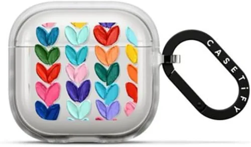 CASETiFY Impact Airpods (4.ª generación) - Funda con anillo, corazones transparentes de lunares, color escarcha