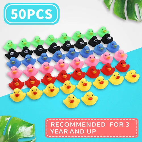 Miniatura 3 de GADIEDIE Paquete de 50 mini patos flotantes de goma multicolor, juguete de baño para bebé, ideal para patitos Jeep, ducha, fiesta de cumpleaños