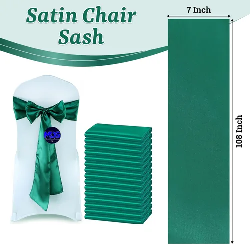 Miniatura 18 de mds - Lote de 10 lazos de satén para sillas de boda y eventos, para decoración de fiestas, 30 colores, Satin, 10 Verde oliva