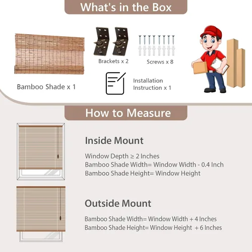 Miniatura 6 de Persianas Romanas de Bambú Inalámbricas, Persianas para Ventanas, Persianas de Madera Tejida Personalizadas para Ventanas Interiores, Puertas