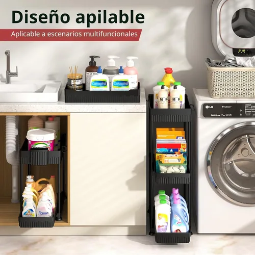 Miniatura 5 de Sevenblue Paquete de 4 organizadores para debajo del fregadero, organizadores de baño y almacenamiento, organizador de armario extraíble multiuso