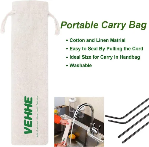 Miniatura 3 de VEHHE Popotes de metal negro reutilizables de acero inoxidable con cepillo de limpieza para vasos Yeti RTIC SIC Ozark Trail de 20/30 onzas