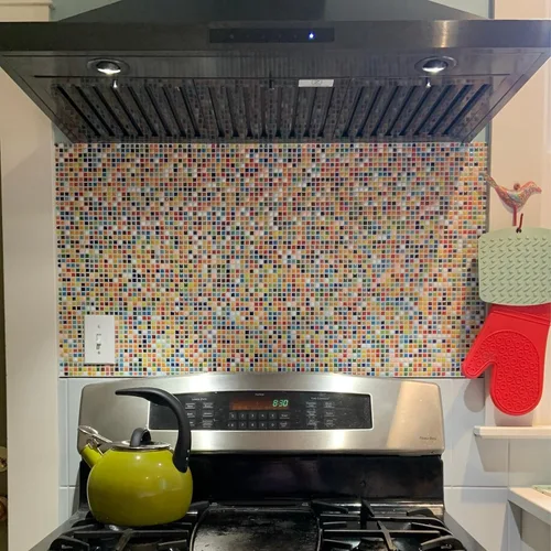 Miniatura 8 de Hominter Muestra de azulejos de 3 x 12 pulgadas: Azulejo de mosaico de cerámica multicolor, Azulejo de porcelana esmaltado cuadrado pequeño