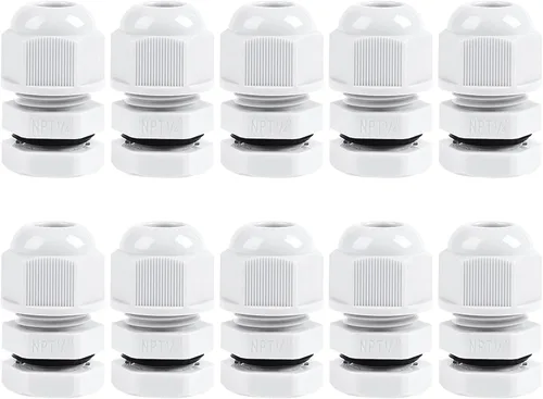 Miniatura 28 de Surtido de prensaestopas de nailon IP68, impermeable, con certificación UL y compatible con RoHS, 20 piezas, alivio de tensión de cable de 1/4 Negro
