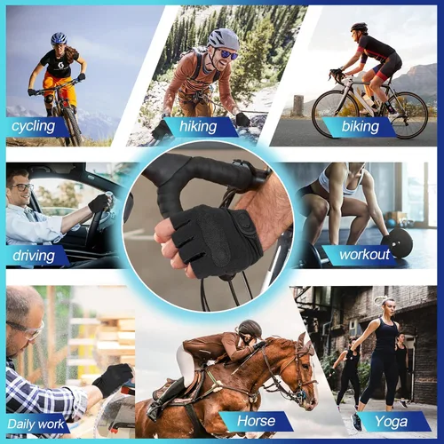 Miniatura 5 de FINGEREDGLOVE Guantes de ciclismo para hombres y mujeres guantes de gel de 0197in protección de palma de 3 paneles guantes de bicicleta