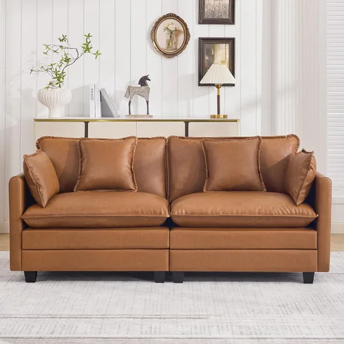 Miniatura 25 de Otomán de Sofá Moderno de Chenille Nube de 35'', Otomán Rectangular para Sofá Seccional Modular, Beige