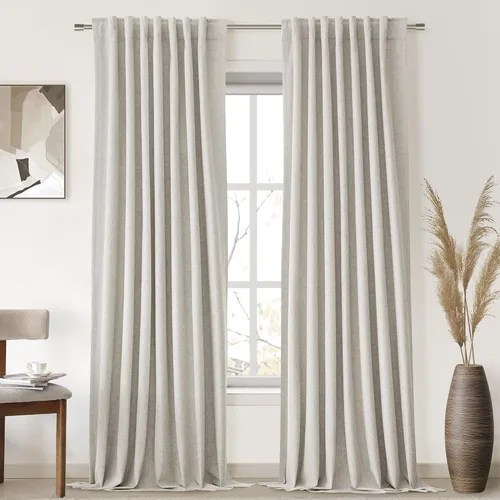 Miniatura 32 de UHITECH Cortinas cortas de lino de 24 pulgadas de largo para ventanas pequeñas de granja, cortinas opacas modernas para sala de estar, pestañas