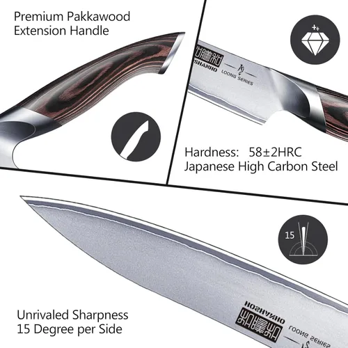 Miniatura 3 de HOSHANHO Cuchillo de Cocina de 6 Pulgadas, Cuchillo de Chef Japonés de Acero Inoxidable de Alto Carbono Ultra Afilado, Cuchillo Utilitario de Cocina