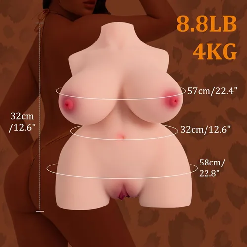 Miniatura 6 de Muñeca sexual vibrante de 8.8 libras con voz, masturbador masculino, torso femenino realista con tetas, vagina anal, gran culo, vagina de bolsillo