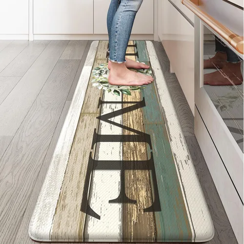 Miniatura 39 de KIMODE Alfombra Antifatiga para Cocina 2 Piezas, Alfombras de Cocina Impermeables y Antideslizantes, Alfombra de Cocina de Estilo Rústico para Piso