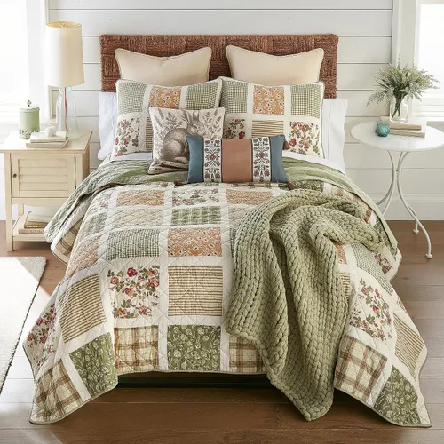Miniatura 13 de Donna Sharp April Patch- Juego de edredón de algodón tamaño King, mide 110 x 90 pulgadas, incluye 1 edredón y 2 fundas de almohada King, lavable a