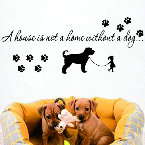 Miniatura 7 de Calcomanía de pared para amantes de los perros, calcomanía de PVC extraíble con bonita cita de mascotas y huellas de patas, palabras de pared