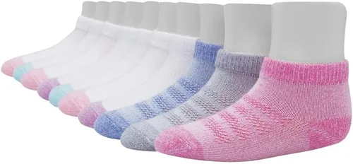 Miniatura 4 de Hanes Calcetines tobilleros antideslizantes para bebés y niños pequeños, paquete múltiple Blanco/Gris/Azul marino - Paquete de 10