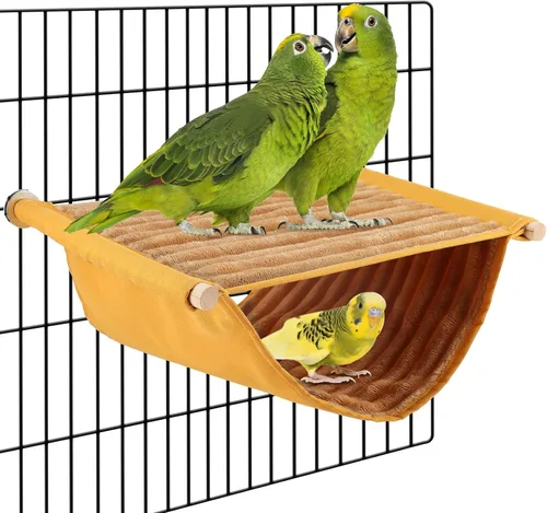 Miniatura 9 de BWOGUE Cama nido hamaca colgante cálida de invierno para pájaros, cabaña para acurrucarse, casa tienda juguete de loro, percha de jaula de pájaros