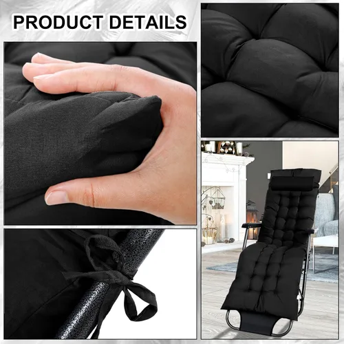 Miniatura 2 de Kigley Juego de 2 cojines para silla de salón de 67 x 21 pulgadas con reposacabezas, cojín suave para sofá exterior, muebles de césped, sillas con 8