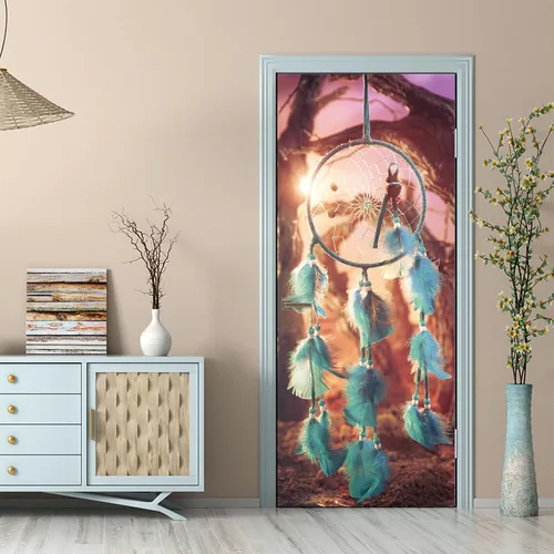 Miniatura 10 de TUOKING Adhesivo para puerta, calcomanías de vinilo para puerta, mural autoadhesivo para decoración del hogar, 30.3 pulgadas de ancho x 78.7