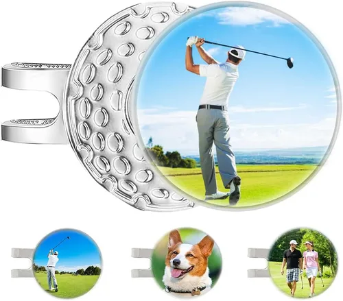 Juego de marcadores de pelota de golf personalizados y clip para sombrero, añade tu texto/foto/logotipo, clip personalizado para sombrero de golf