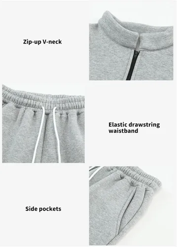 Miniatura 5 de Aleumdr Conjunto deportivo de 2 piezas para mujer, sudadera de manga larga con media cremallera, sudadera de manga larga y pantalones deportivos