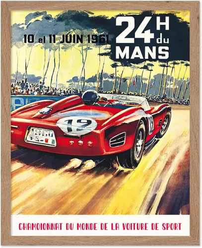 Poster Master Vintage Car Racing Poster - Retro 24 Hours of Le Mans Print - Sports Art - Gift for Men, Travel Lover, Car Enthusiast - Decor for