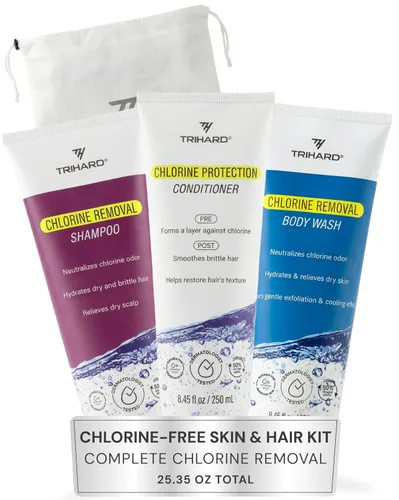 TRIHARD Elite Swim Protection Pack | Kit completo para cabello y cuerpo | Incluye muestras gratuitas de lavado facial y loción corporal