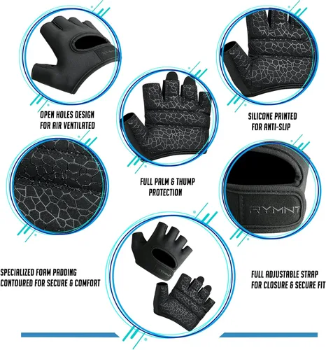 Miniatura 3 de Guantes de levantamiento de peso mínimo, guantes cortos de microentrenamiento con almohadillas de agarre y protección completa de la palma y agarre