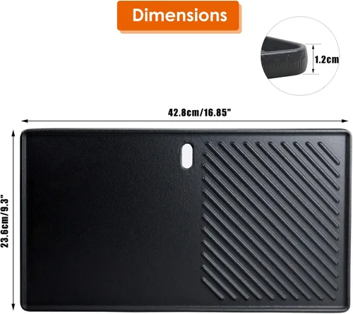 Miniatura 2 de Uniflasy Plancha Parrilla Reversible de Hierro Fundido para Estufa 16 7/8" Sartén Plancha Plana, Placa de Plancha Parrilla de Hierro Fundido