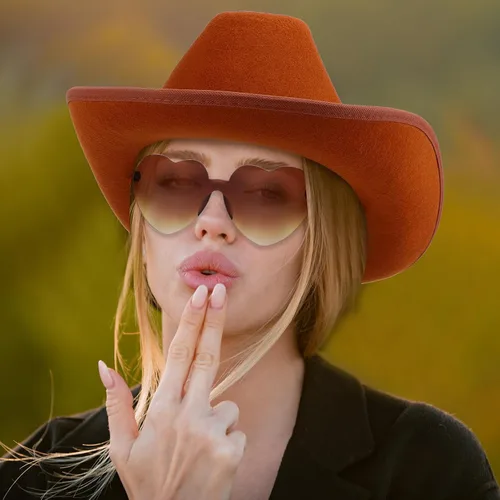 Miniatura 6 de Geyoga 9 piezas de sombrero de vaquero para adulto con bandana de vaquero y gafas para disfraz del oeste, accesorio para hombres y mujeres