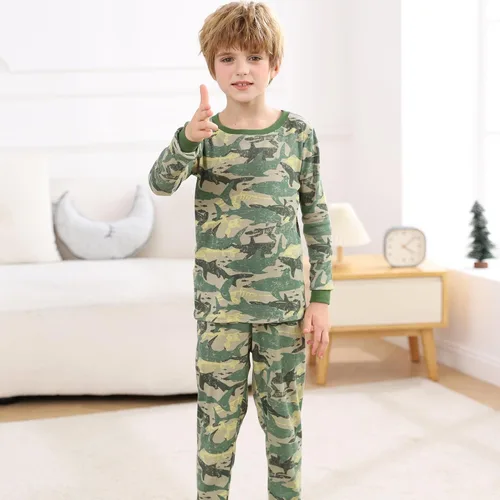 Miniatura 2 de V.&GRIN Conjunto de pijama de manga larga para niños, ropa de dormir de algodón para niños de 2 a 12 años