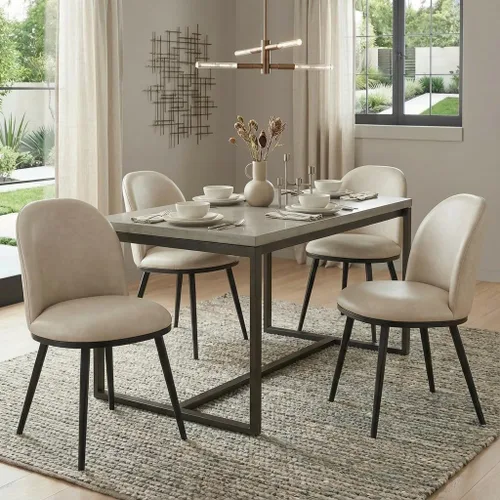 Miniatura 13 de KISLOT Juego de 2 sillas de comedor, sillas de cocina modernas tapizadas con respaldo ergonómico, cojín de tela y patas de metal curvas de dibujo
