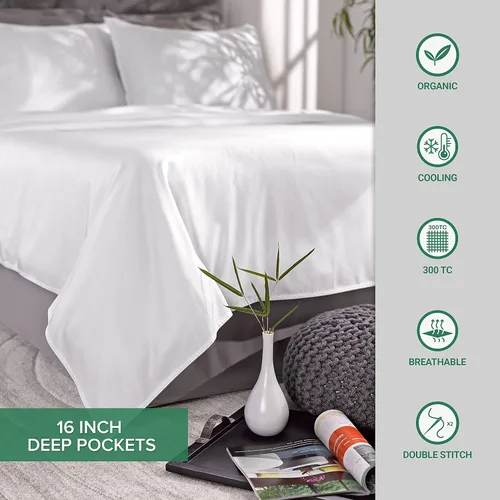 Miniatura 4 de Pure Bamboo Sábanas California King, Juego de Sábanas de Cama de Viscosa 100% Orgánica Genuina Derivada de Bambú, Suave y Refrescante, Doble Abedul