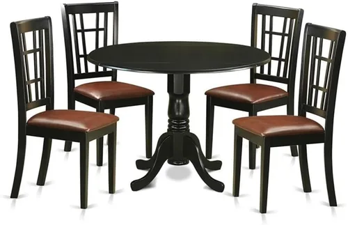 Miniatura 13 de East West Furniture DLNI3-BLK-C - Juego de comedor de 3 piezas que contiene una mesa de comedor redonda con gotas y 2 sillas de cocina tapizadas