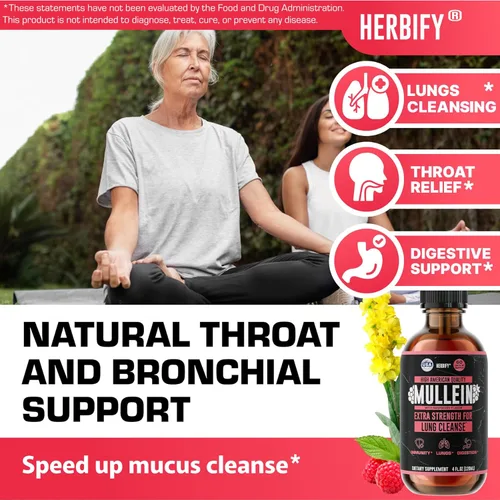 Miniatura 4 de HERBIFY Gotas de Gordolobo - Limpieza Pulmonar - Extracto de Hoja - Poderoso Gordolobo para Apoyo Inmune, Desintoxicación y Apoyo Respiratorio