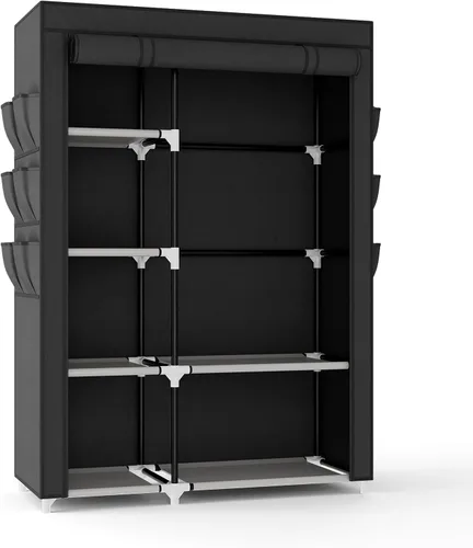 Miniatura 8 de VTRIN Armario Ropero, 41.7 Pulgadas de Ancho Armarios Portátiles para Colgar Ropa con 1 Barra para Colgar, 6 Estantes, 6 Bolsillos, Perchero