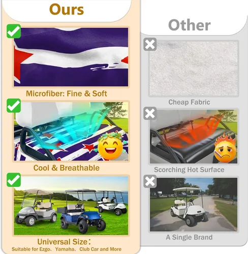 Miniatura 4 de YOKYHOM Fundas de asiento de carrito de golf con bandera estadounidense para 2/4 plazas, manta patriótica de Estados Unidos mantiene los asientos