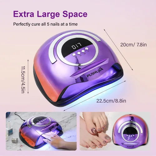 Miniatura 7 de Lámpara de uñas profesional de 300 W, secado rápido, sensor de movimiento automático, 4 ajustes de temporizador, cobertura uniforme de 72 LED