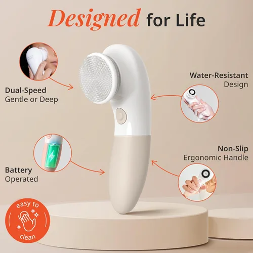 Miniatura 3 de Vanity Planet Raedia Cepillo de limpieza facial – Cepillo eléctrico de limpieza facial con 4 cabezales de cepillo exfoliantes – Impermeable, de Gris