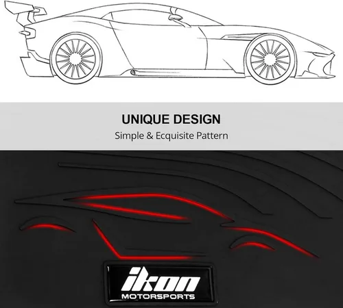 Miniatura 8 de IKON MOTORSPORTS, Alfombrillas de piso de ajuste personalizado compatibles con Dodge Charger Chrysler 300 RWD 2011-2023, látex de goma gris/gris