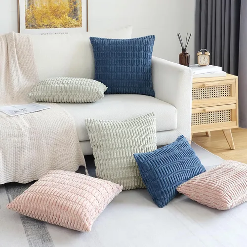 Miniatura 7 de OTOSTAR Fundas de Almohada Decorativas de Pana de 16 x 24 Pulgadas Súper Suaves Bohemias a Rayas Rectangulares Fundas de Cojín Modernas para Sofá