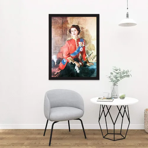 Miniatura 2 de Wee Blue Coo Pintura de la reina Isabel II Militar Regalia Retrato Artístico Marco Grande Póster Decoración de Pared 18 x 24 pulgadas